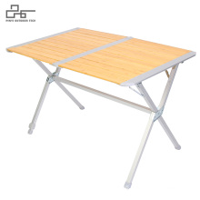 Bamboo Top Aluminum Frame Roll Up Camp Table Indoor Table camp furniture
